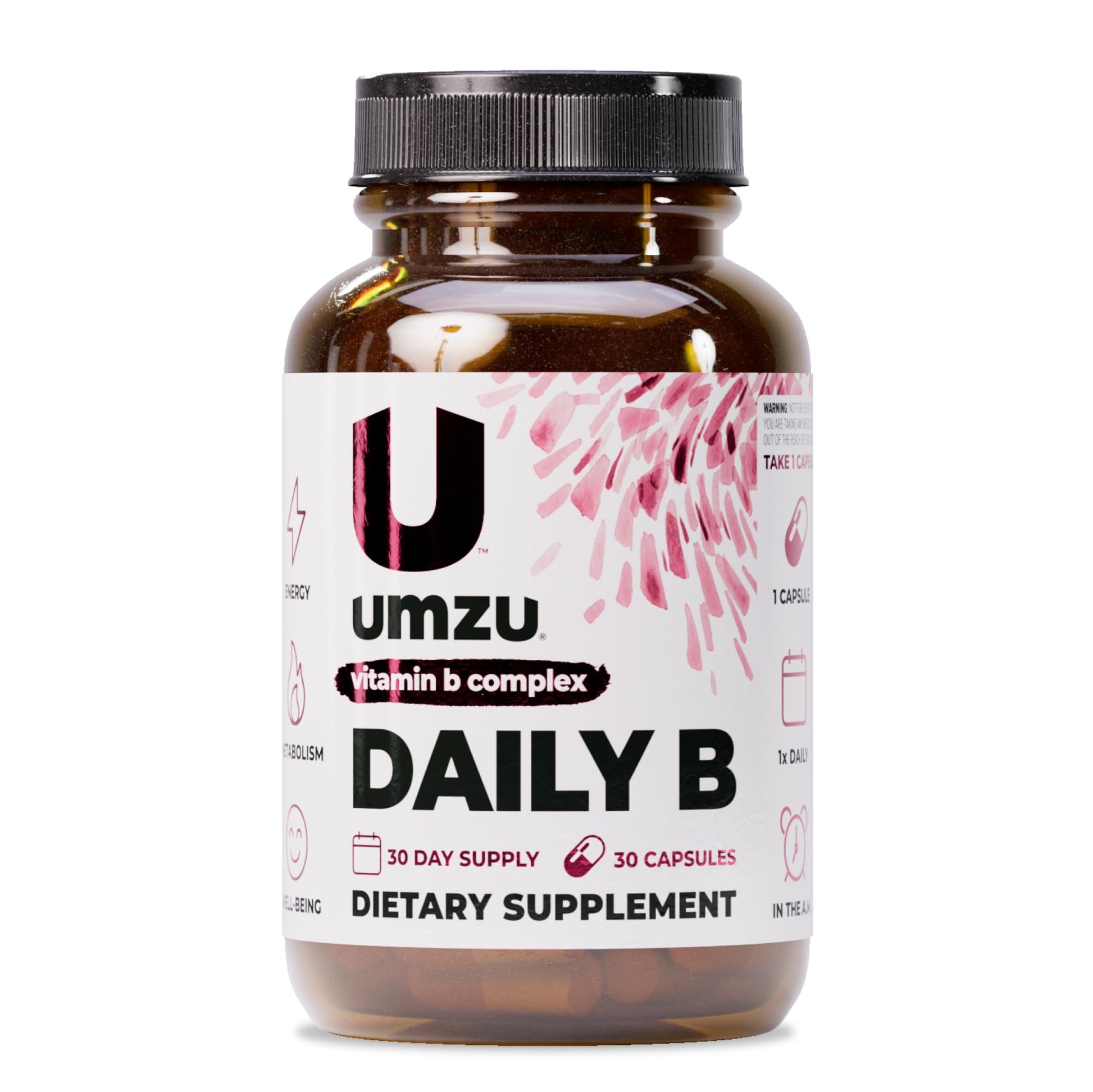 UMZU Daily B, 30 Day Supply – Complete Vitamin B Complex Supplement Blend with B1, B2, B3, B5, B6, B7, B9 & B12 Plus Folic Acid & Biotin – Supports Energy, Focus, Mood, - dailyvitalstore