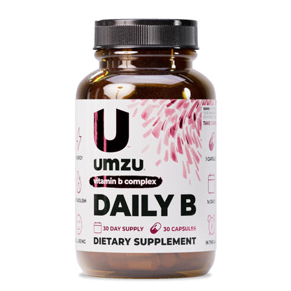 UMZU Daily B, 30 Day Supply – Complete Vitamin B Complex Supplement Blend with B1, B2, B3, B5, B6, B7, B9 & B12 Plus Folic Acid & Biotin – Supports Energy, Focus, Mood, - dailyvitalstore