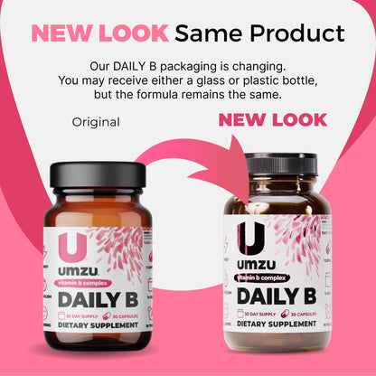 UMZU Daily B, 30 Day Supply – Complete Vitamin B Complex Supplement Blend with B1, B2, B3, B5, B6, B7, B9 & B12 Plus Folic Acid & Biotin – Supports Energy, Focus, Mood, - dailyvitalstore