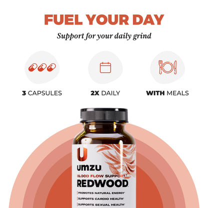 UMZU Redwood Nitric Oxide Booster, (30 Day Supply) – Vitamin C, Garlic & Horse Chestnut – Healthy Circulation & Endurance – Daily Cardiovascular Support Nitric Oxide - dailyvitalstore