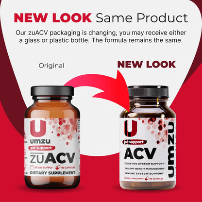 UMZU zuACV Apple Cider Vinegar + Prebiotics Supplement, (30 Day Supply) – ACV & Inulin Fiber Blend – Gut Health Support with ACV Capsules - dailyvitalstore
