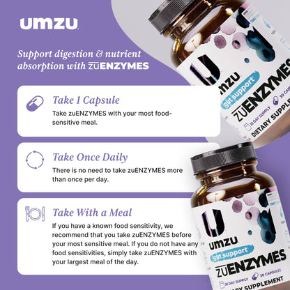 UMZU zuEnzymes Digestive Support Supplement, (30 Day Supply) – 21 Enzyme Blend with Lipase Protease & Amylase – Digestive Enzymes for Gut Health & Probiotic Daily - dailyvitalstore