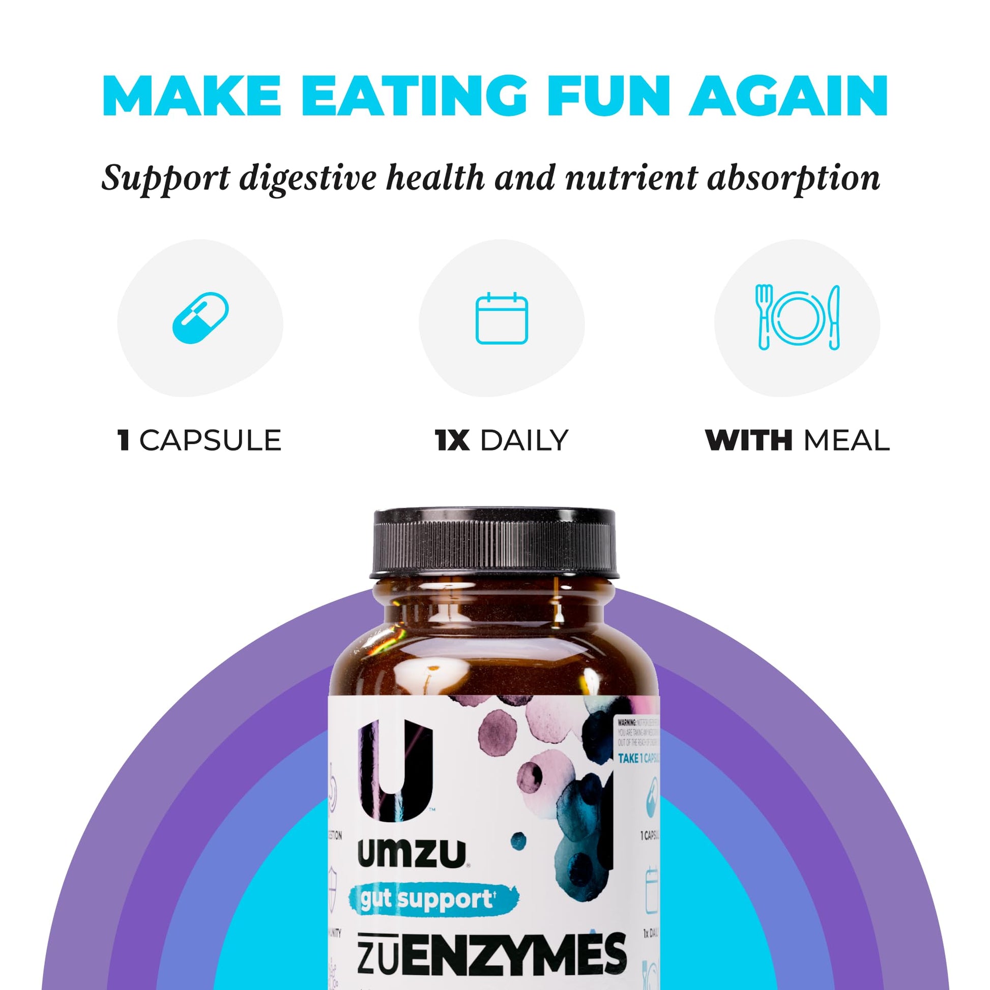 UMZU zuEnzymes Digestive Support Supplement, (30 Day Supply) – 21 Enzyme Blend with Lipase Protease & Amylase – Digestive Enzymes for Gut Health & Probiotic Daily - dailyvitalstore