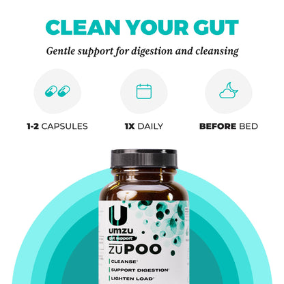 UMZU zuPOO Gut Cleanse Detox, 30 Capsules – 7-Day Natural Colon Cleanse with Cascara Sagrada & Magnesium Citrate – Vegan, Non-GMO - dailyvitalstore