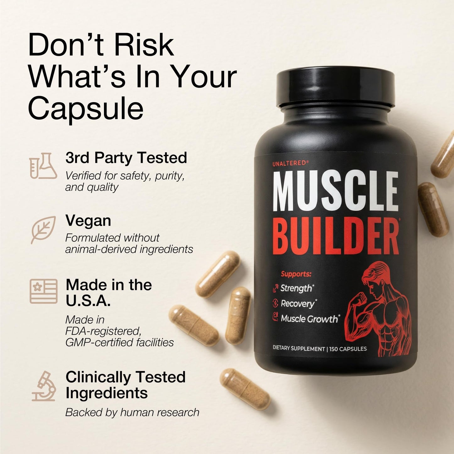 UNALTERED Anabolic Muscle Builder for Men - Growth, Size, Strength - Natural Muscle Building Supplement & Energy Booster - Tribulus Terrestris, Ginseng, Vitamin D3, Ashwagandha - 150 Capsules - dailyvitalstore