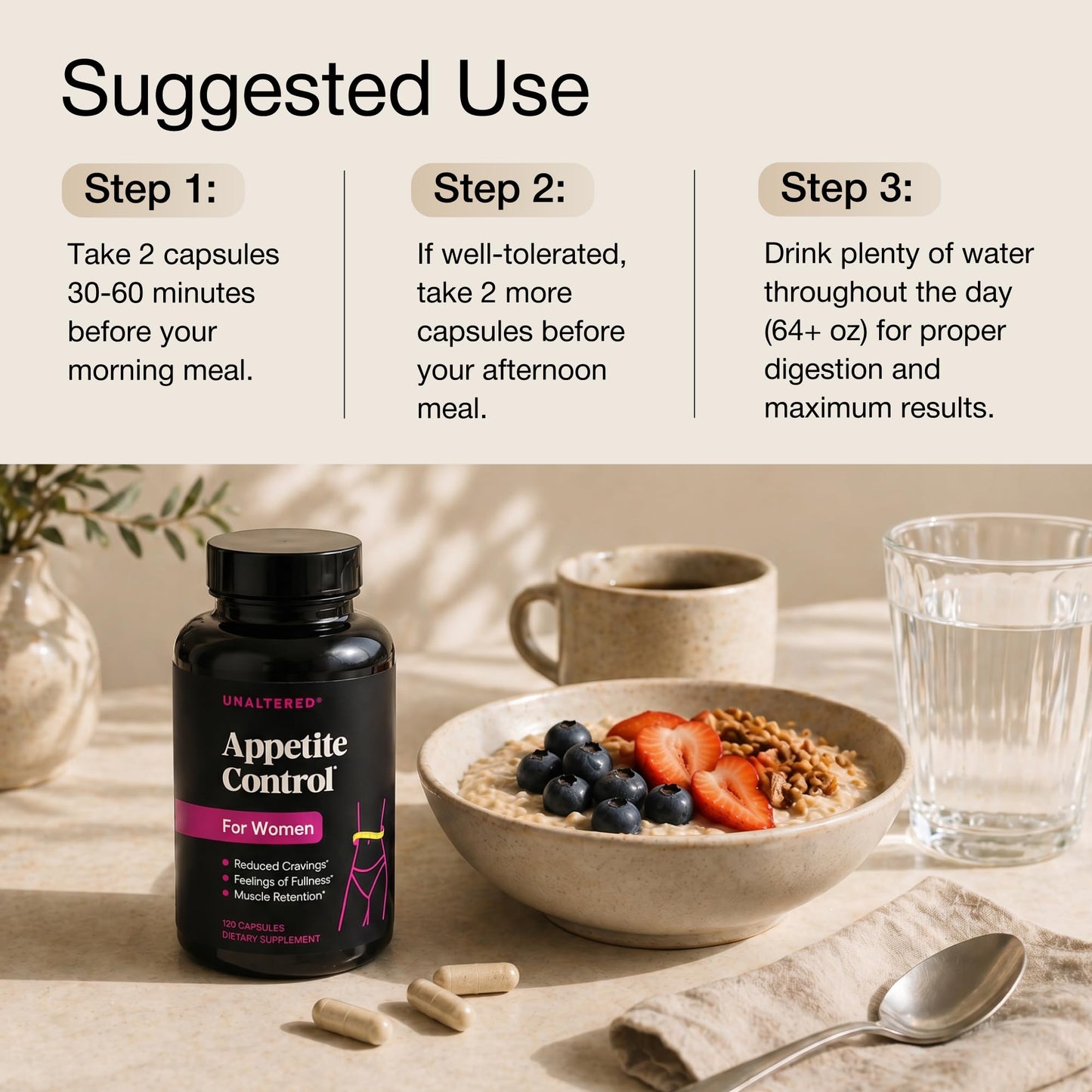 UNALTERED Appetite Control for Women - Support Cravings, Fullness, & Weight Management - Dietary Supplement with Chromium Picolinate & Glucomannan - dailyvitalstore
