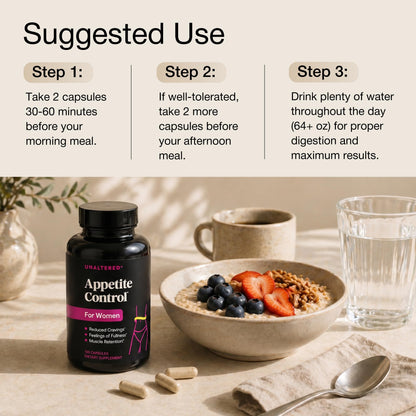 UNALTERED Appetite Control for Women - Support Cravings, Fullness, & Weight Management - Dietary Supplement with Chromium Picolinate & Glucomannan - dailyvitalstore