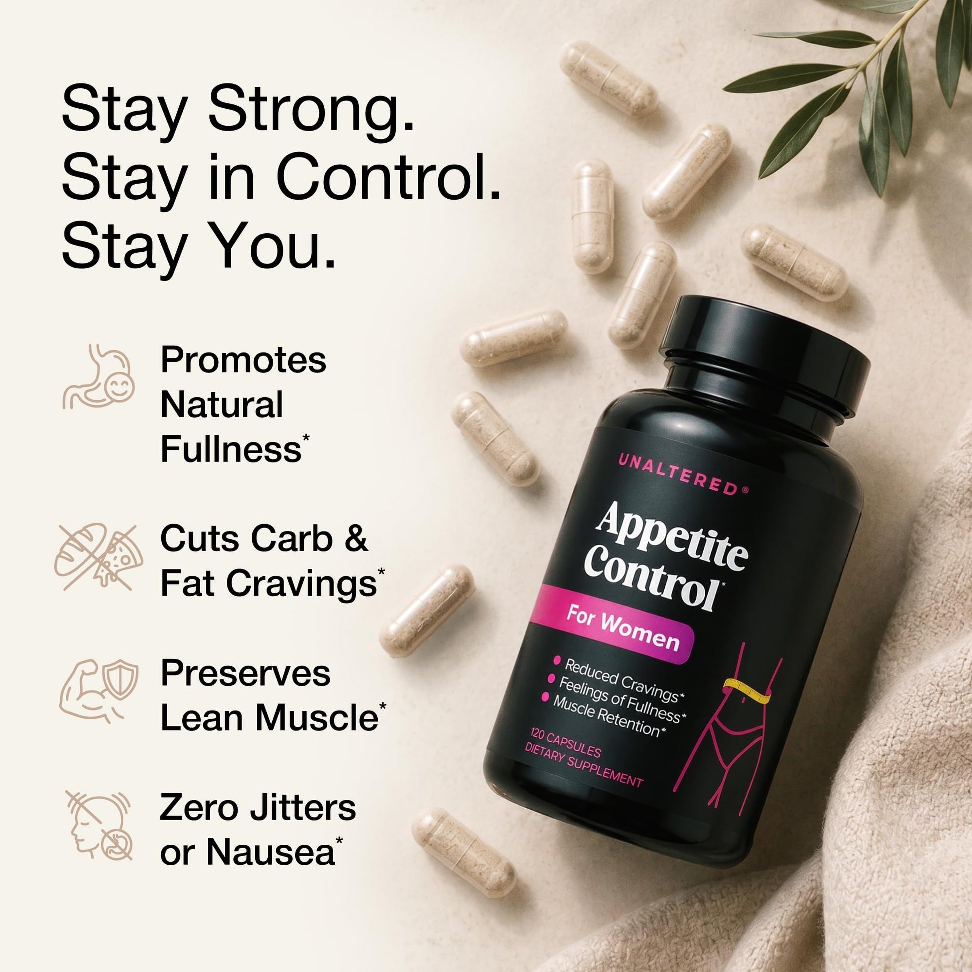 UNALTERED Appetite Control for Women - Support Cravings, Fullness, & Weight Management - Dietary Supplement with Chromium Picolinate & Glucomannan - dailyvitalstore