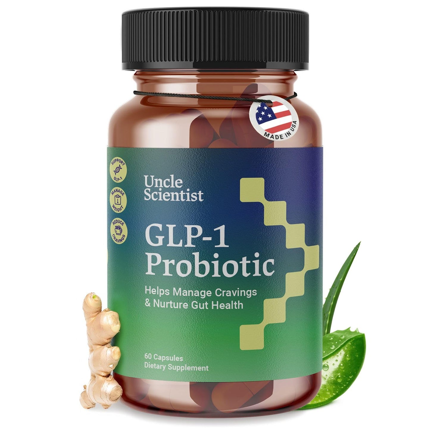 Uncle Scientist Probiotic Dietary Supplement, Supports Healthy Appetite and Metabolic Function - Chromium, Green Tea, Cinnamon, Probiotics & Herbal Blend, 60 Capsules (30-Day Supply) - dailyvitalstore