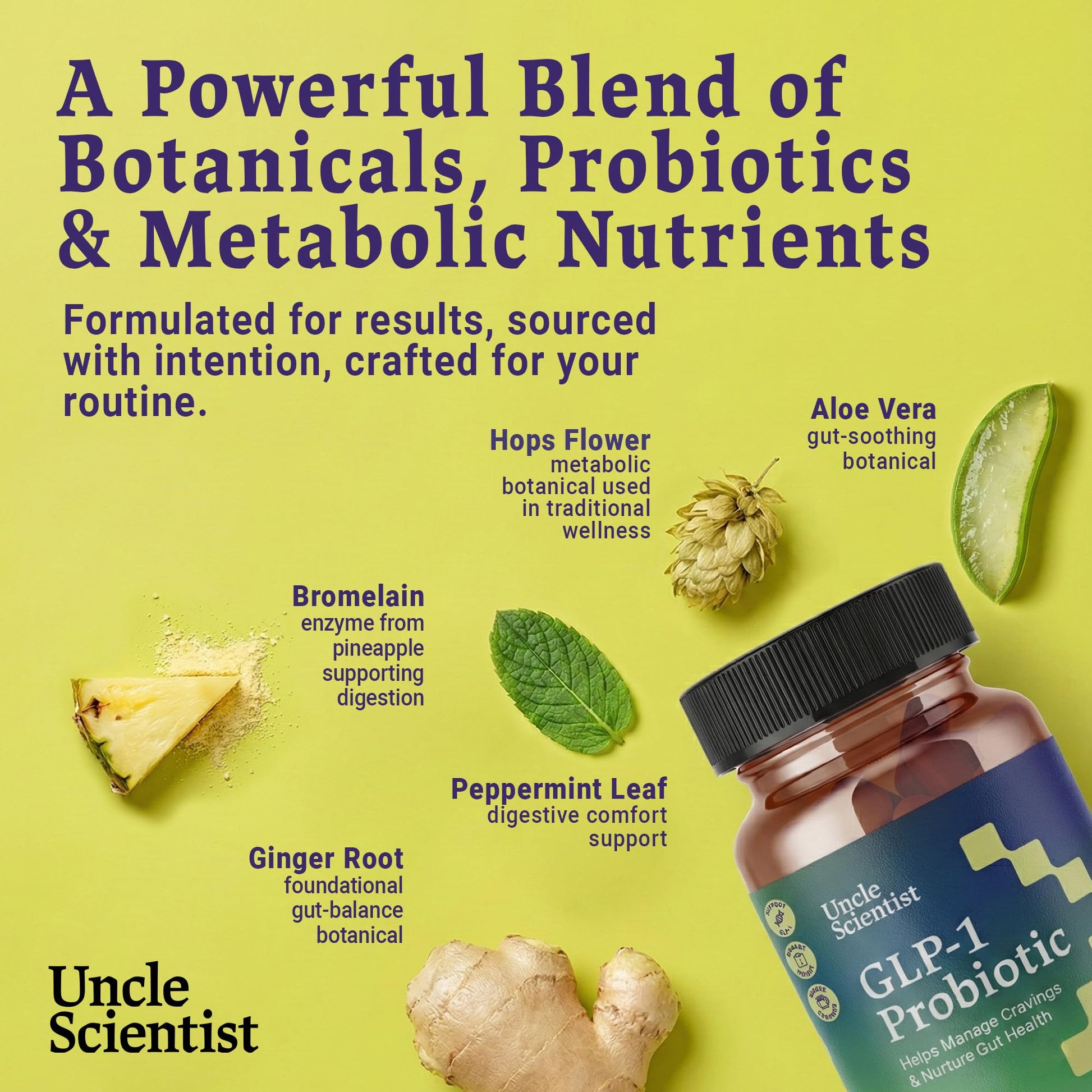 Uncle Scientist Probiotic Dietary Supplement, Supports Healthy Appetite and Metabolic Function - Chromium, Green Tea, Cinnamon, Probiotics & Herbal Blend, 60 Capsules (30-Day Supply) - dailyvitalstore