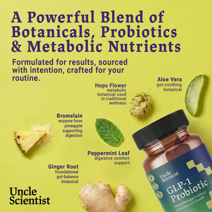Uncle Scientist Probiotic Dietary Supplement, Supports Healthy Appetite and Metabolic Function - Chromium, Green Tea, Cinnamon, Probiotics & Herbal Blend, 60 Capsules (30-Day Supply) - dailyvitalstore