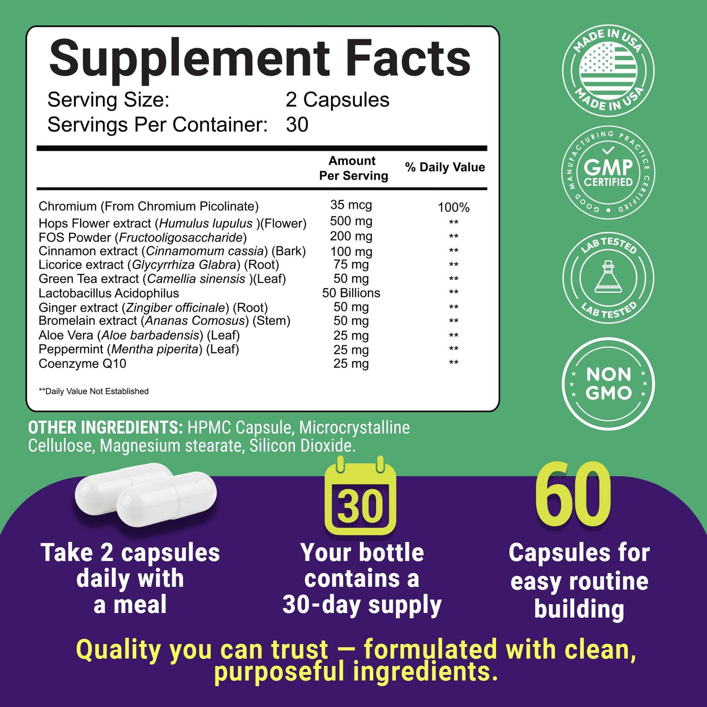 Uncle Scientist Probiotic Dietary Supplement, Supports Healthy Appetite and Metabolic Function - Chromium, Green Tea, Cinnamon, Probiotics & Herbal Blend, 60 Capsules (30-Day Supply) - dailyvitalstore