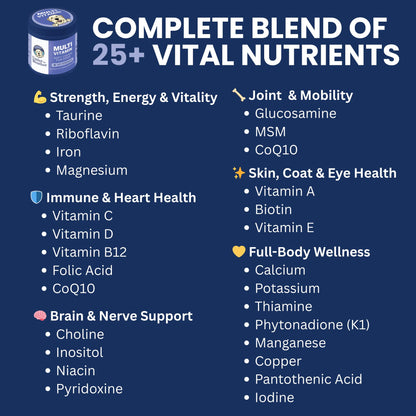 Under the Weather Multivitamin for Dogs | Vet Formulated Daily Canine Health Supplies for Immunity, Skin, Coat & Joint Support | All-in-One Multivitamin for Dogs of All Breeds & Sizes | 60 Count - dailyvitalstore