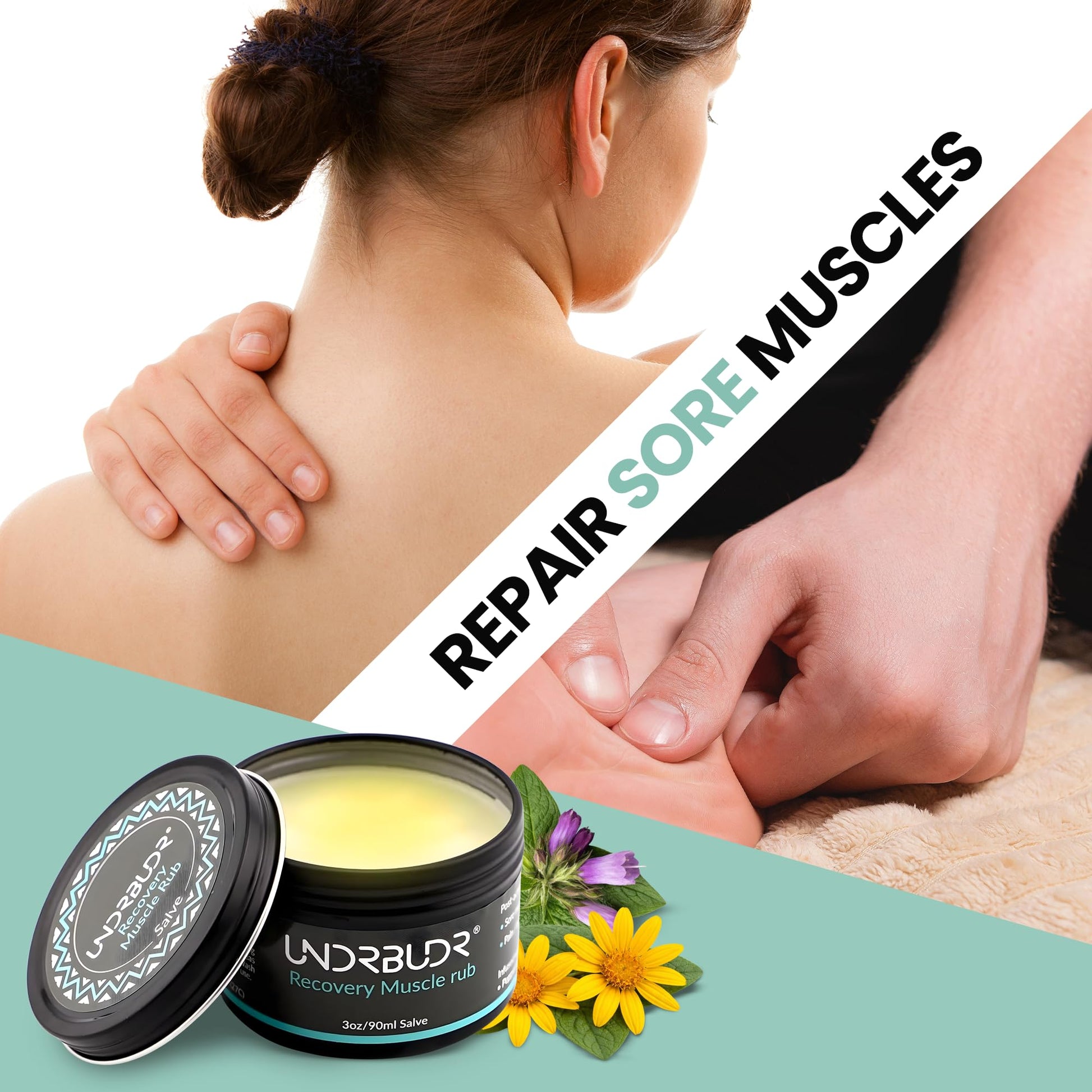 UNDRBUDR Post-Activity Recovery Muscle Rub Salve with Arnica, Comfrey & Essential Oils- Balm for Muscle Soreness, Joint Discomfort & Post-Workout Recovery, Natural Formula for Active Lifestyles (3 oz) - dailyvitalstore