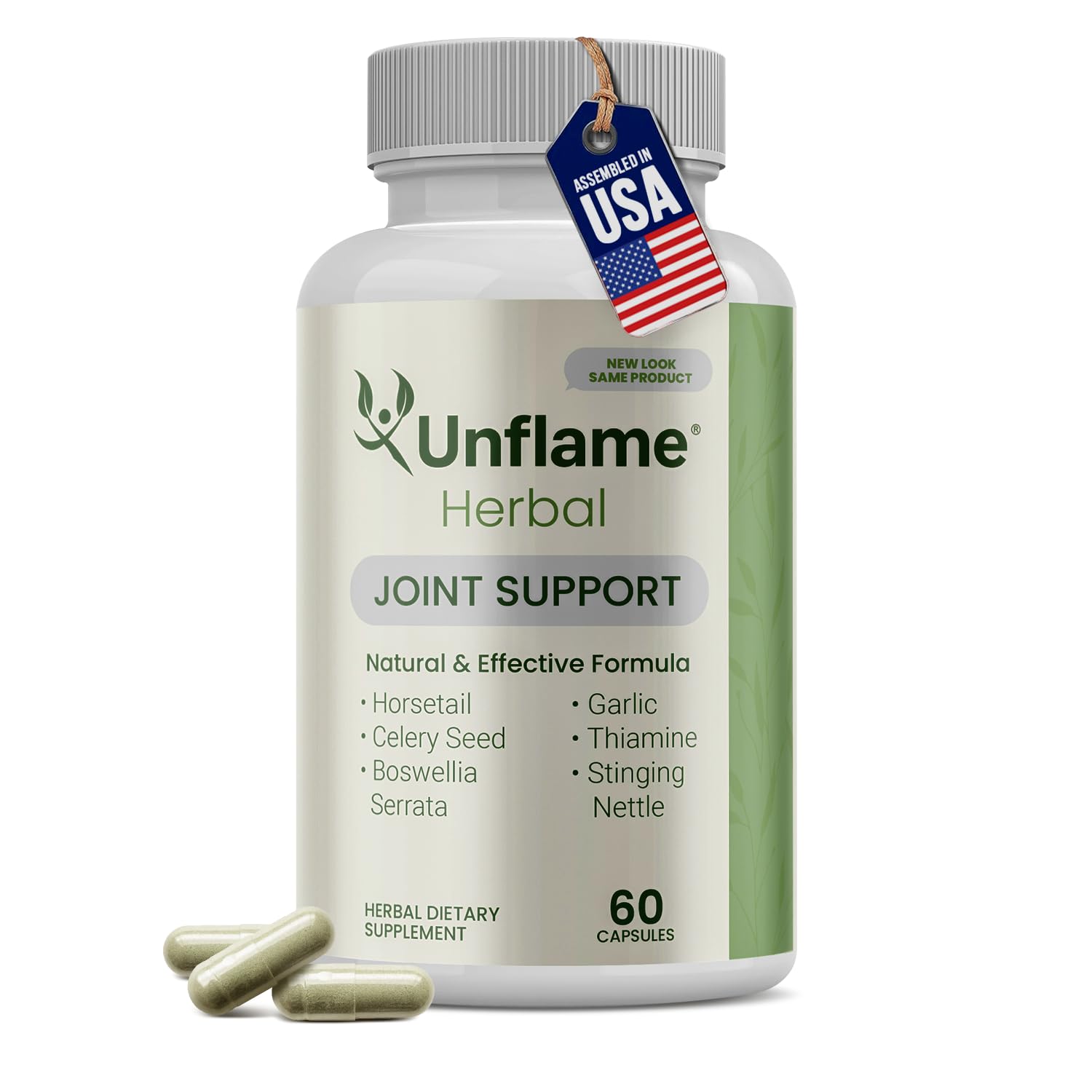 Unflame Herbal Supplement – Botanical Support for Joints, Back, and Muscles – 60 Capsules – Natural Herbal Blend – Dietary Supplement - dailyvitalstore