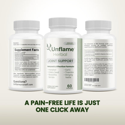 Unflame Herbal Supplement – Botanical Support for Joints, Back, and Muscles – 60 Capsules – Natural Herbal Blend – Dietary Supplement - dailyvitalstore