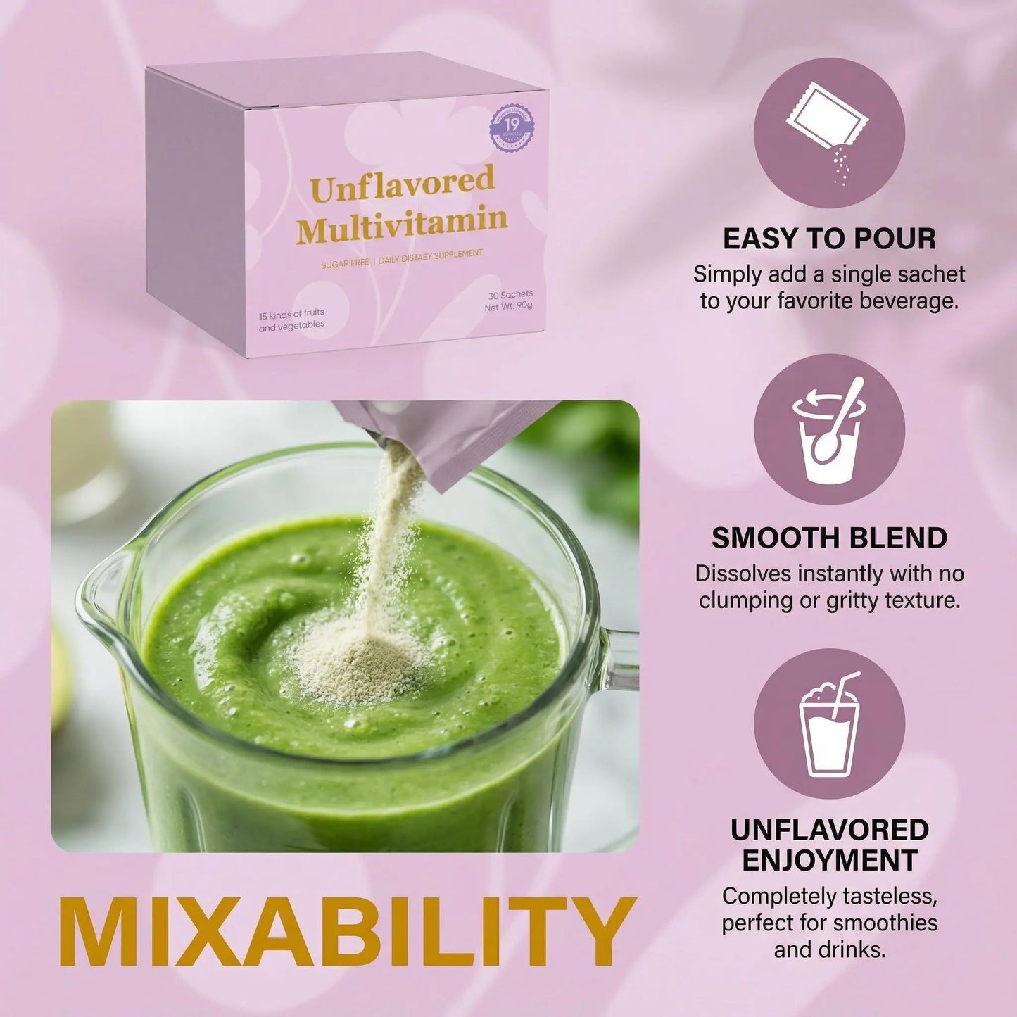 Unflavored Vitamin Powder, Multivitamin Powder Supplement with 19 Vitamins & Minerals + 15 Fruit & Veggie Blend, Supports Healthy Growth - dailyvitalstore