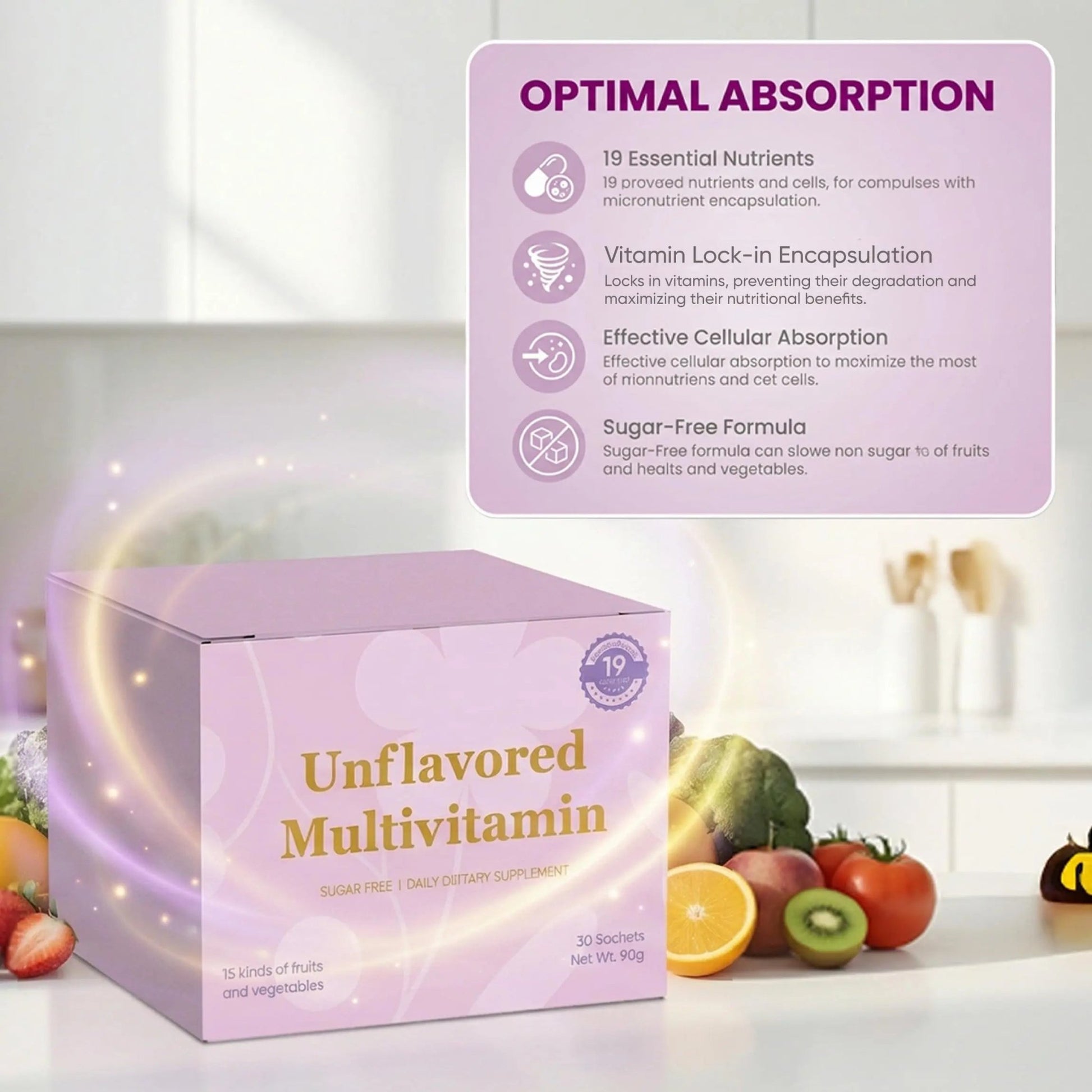Unflavored Vitamin Powder, Multivitamin Powder Supplement with 19 Vitamins & Minerals + 15 Fruit & Veggie Blend, Supports Healthy Growth - dailyvitalstore