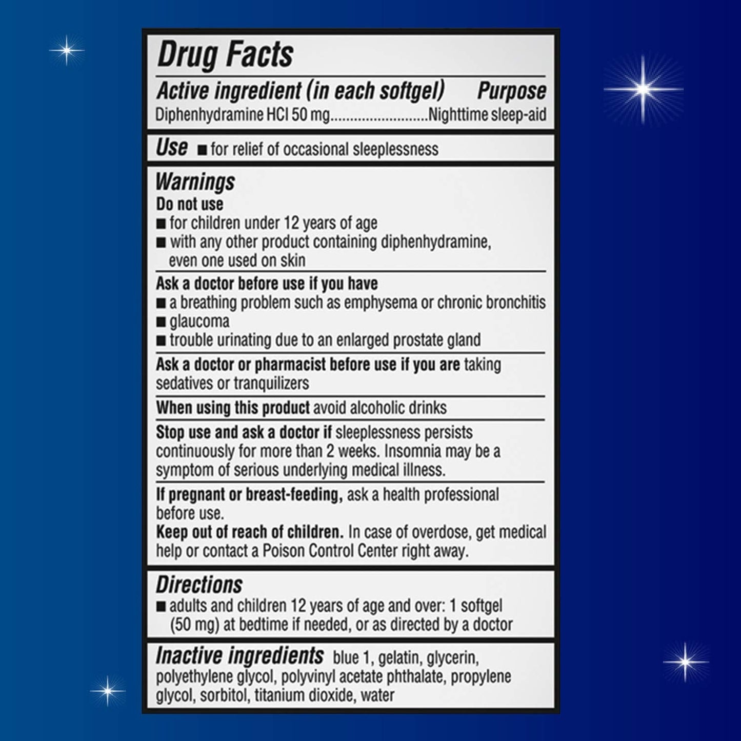 Unisom Nighttime Sleep-Aid Gels, Diphenhydramine HCI 50mg, 100 Count - dailyvitalstore