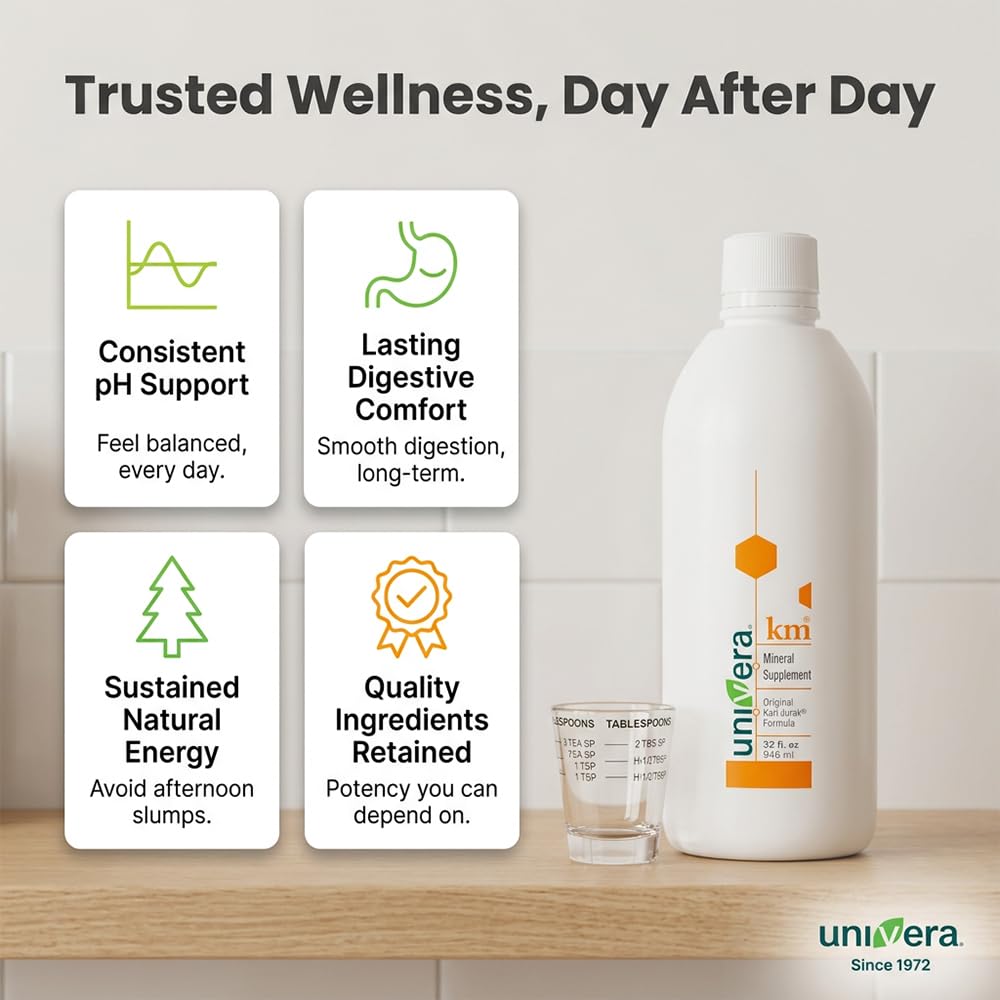Univera km Liquid Potassium Supplement, pH Balance, Digestion Support, Mineral Supplements with Magnesium, Original Karl Jurak Formula, 32 fl oz (30-Day Supply) - dailyvitalstore