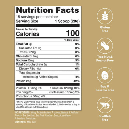 Unjury Whey Protein Powder | Vanilla | 21g 100% Whey Isolate Protein Powder | Low Carb and Lactose Free | Gluten Free | Certified Kosher | 15 Servings - dailyvitalstore