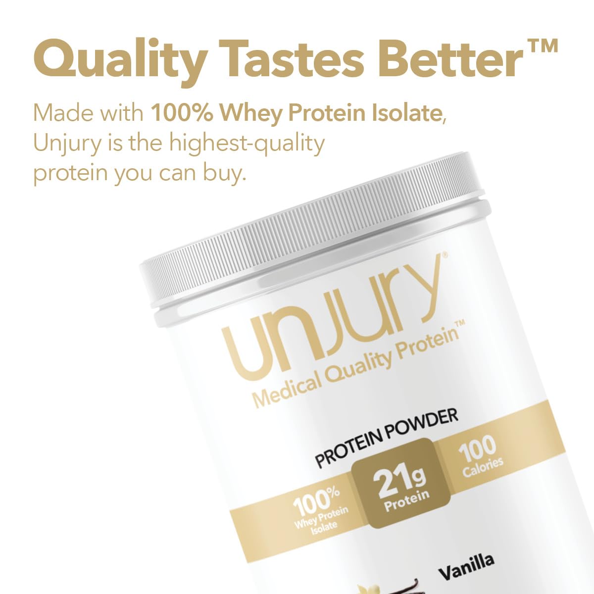 Unjury Whey Protein Powder | Vanilla | 21g 100% Whey Isolate Protein Powder | Low Carb and Lactose Free | Gluten Free | Certified Kosher | 15 Servings - dailyvitalstore