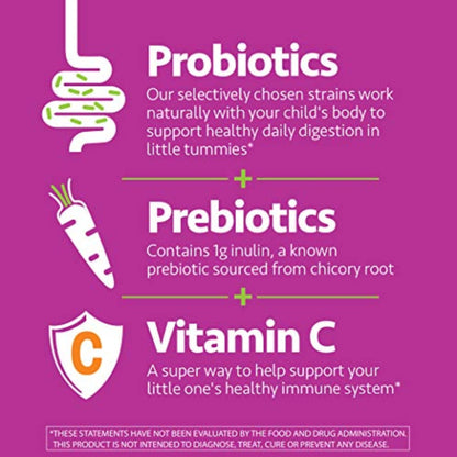 up4 Kids Probiotic Gummies, Digestive and Immune Support with Prebiotics and Vitamin C, Gelatin Free, Gluten Free and Non-GMO, For Ages 3+, 30 count - dailyvitalstore