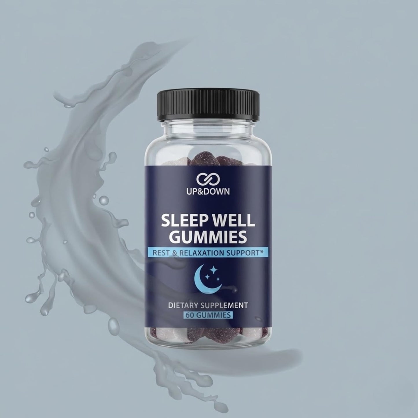 Up&Down Supplements Sleep Well Gummies | Deeper Sleep, Relaxation, Rest & Recovery Support | Melatonin, Vitamin B6 & Passionflower | Made in USA | Vegan, Non-GMO, Gluten Free | 60 Sleep Gummies - dailyvitalstore