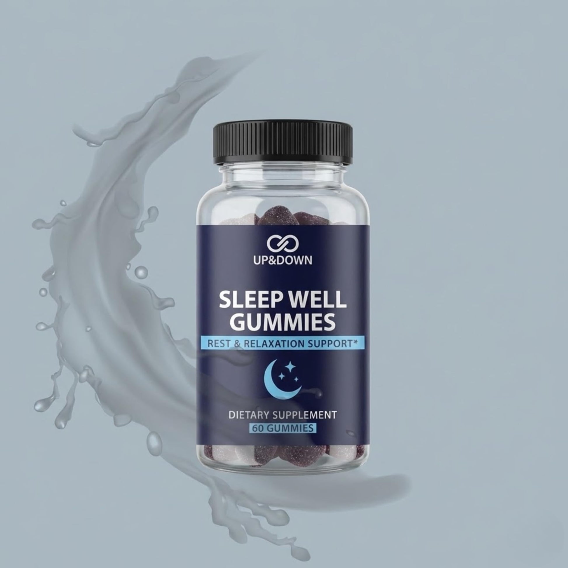 Up&Down Supplements Sleep Well Gummies | Deeper Sleep, Relaxation, Rest & Recovery Support | Melatonin, Vitamin B6 & Passionflower | Made in USA | Vegan, Non-GMO, Gluten Free | 60 Sleep Gummies - dailyvitalstore