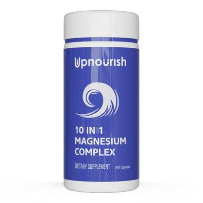 UpNourish Magnesium Supplement - 10 in 1 Magnesium Complex - Full Spectrum Magnesium Mineral Supplements with Glycinate, Citrate, Taurate, Malate, Carbonate, Oxide and More, 240 Vegan Capsules - dailyvitalstore