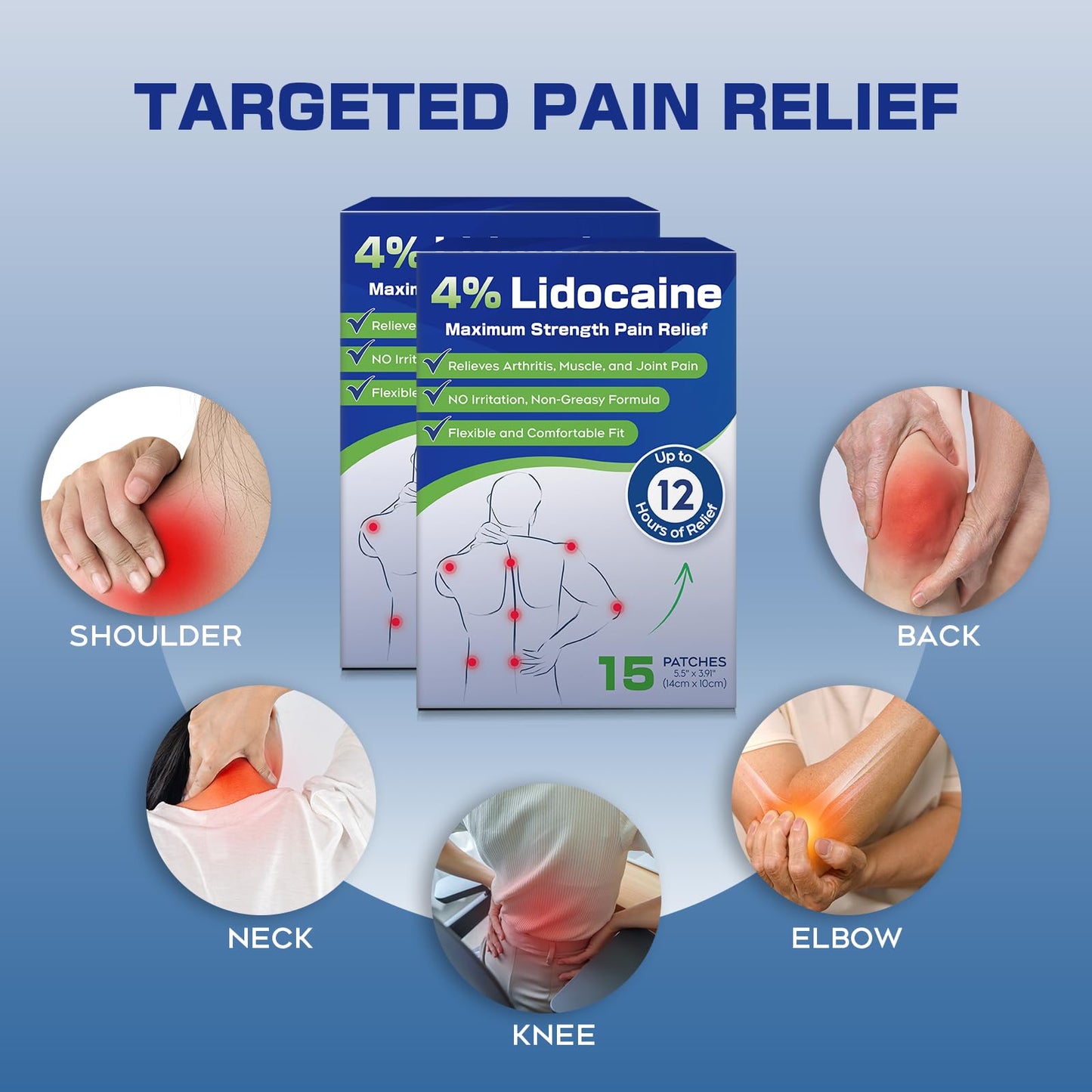 Uposiut 4% Lidocaine Pain Relief Patches 30 Count – Maximum Strength, 12 Hour Long Lasting, Flexible & Low Odor, for Back, Neck, Knee & Shoulder - 002AB - dailyvitalstore