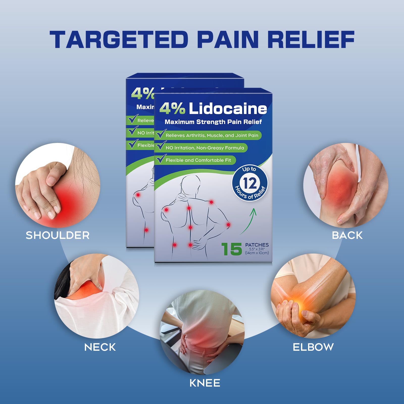 Uposiut 4% Lidocaine Pain Relief Patches 30 Count – Maximum Strength, 12 Hour Long Lasting, Flexible & Low Odor, for Back, Neck, Knee & Shoulder - 002AB - dailyvitalstore