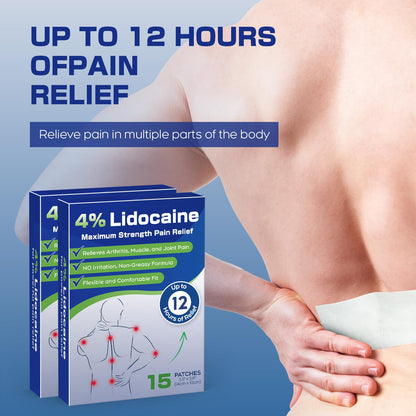 Uposiut 4% Lidocaine Pain Relief Patches 30 Count – Maximum Strength, 12 Hour Long Lasting, Flexible & Low Odor, for Back, Neck, Knee & Shoulder - 002AB - dailyvitalstore
