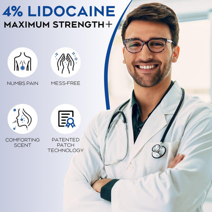 Uposiut Lidocaine 4% Patches - Extra Strength Lidocaine Patches (40 Patches), for Neck, Shoulder, Back, Knee, and Ankle Muscles, 12-Hour Effectiveness-A001L - dailyvitalstore