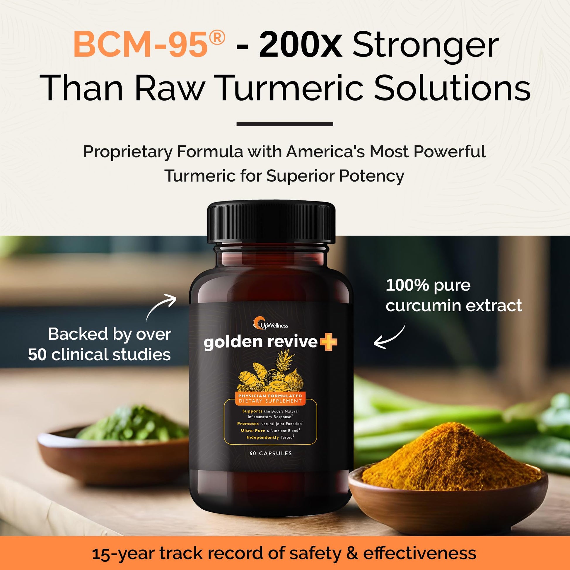 UpWellness Golden Revive + Joint Support Supplement Featuring Turmeric with Black Pepper, Quercetin, and Magnesium- Turmeric Boswellia Supplement - 6 Active Ingredients - 60 Capsules, 3 Pack - dailyvitalstore