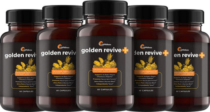 UpWellness Golden Revive + Joint Support Supplement Featuring Turmeric with Black Pepper, Quercetin, and Magnesium- Turmeric Boswellia Supplement - 6 Active Ingredients - 60 Capsules, 5 Pack - dailyvitalstore