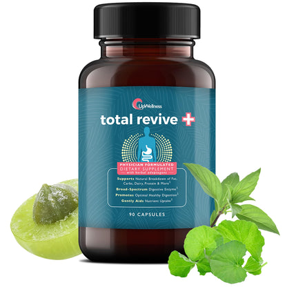 UpWellness Total Revive+ Digestive Enzymes - Broad-Spectrum Enzymes for Digestive Health - Supports Gut Health and Nutrient Absorption - dailyvitalstore