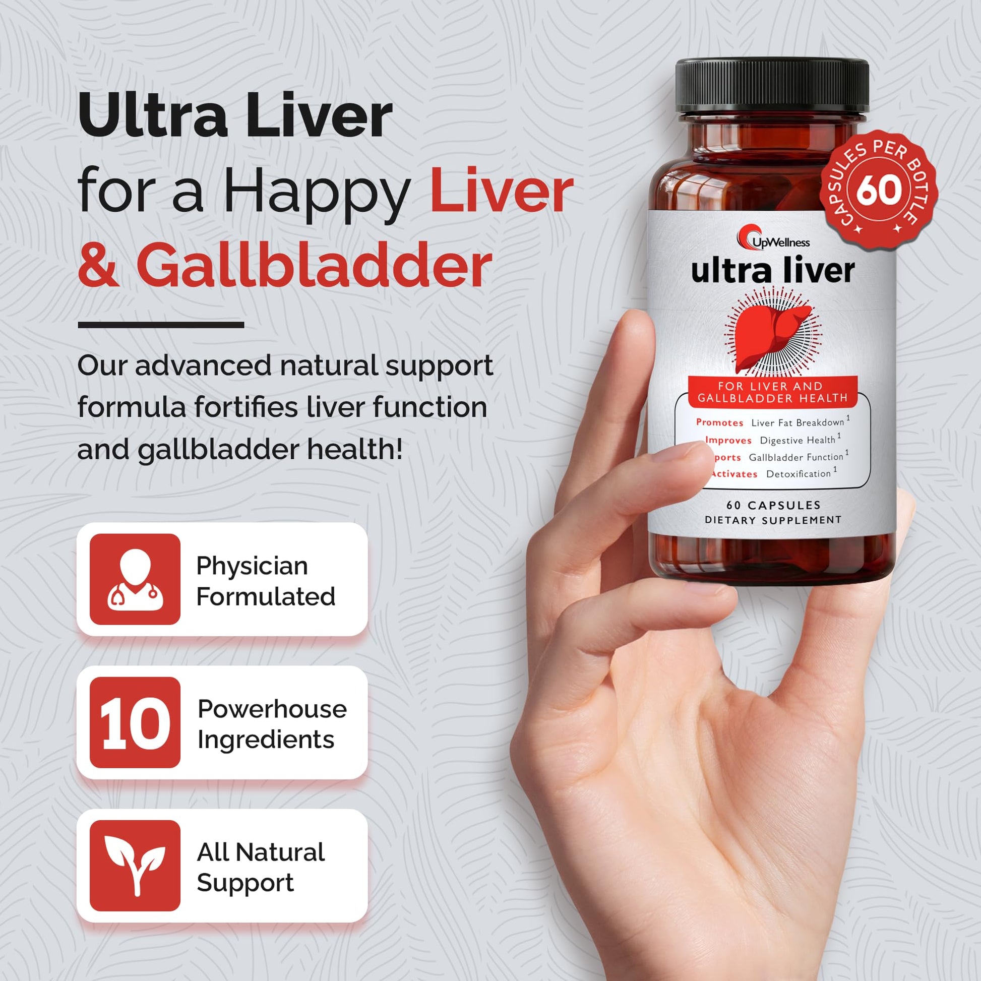 UpWellness Ultra Liver Supplement for Liver Support and Gallbladder Support - Powered by TMG, NAC Milk Thistle, and More - dailyvitalstore