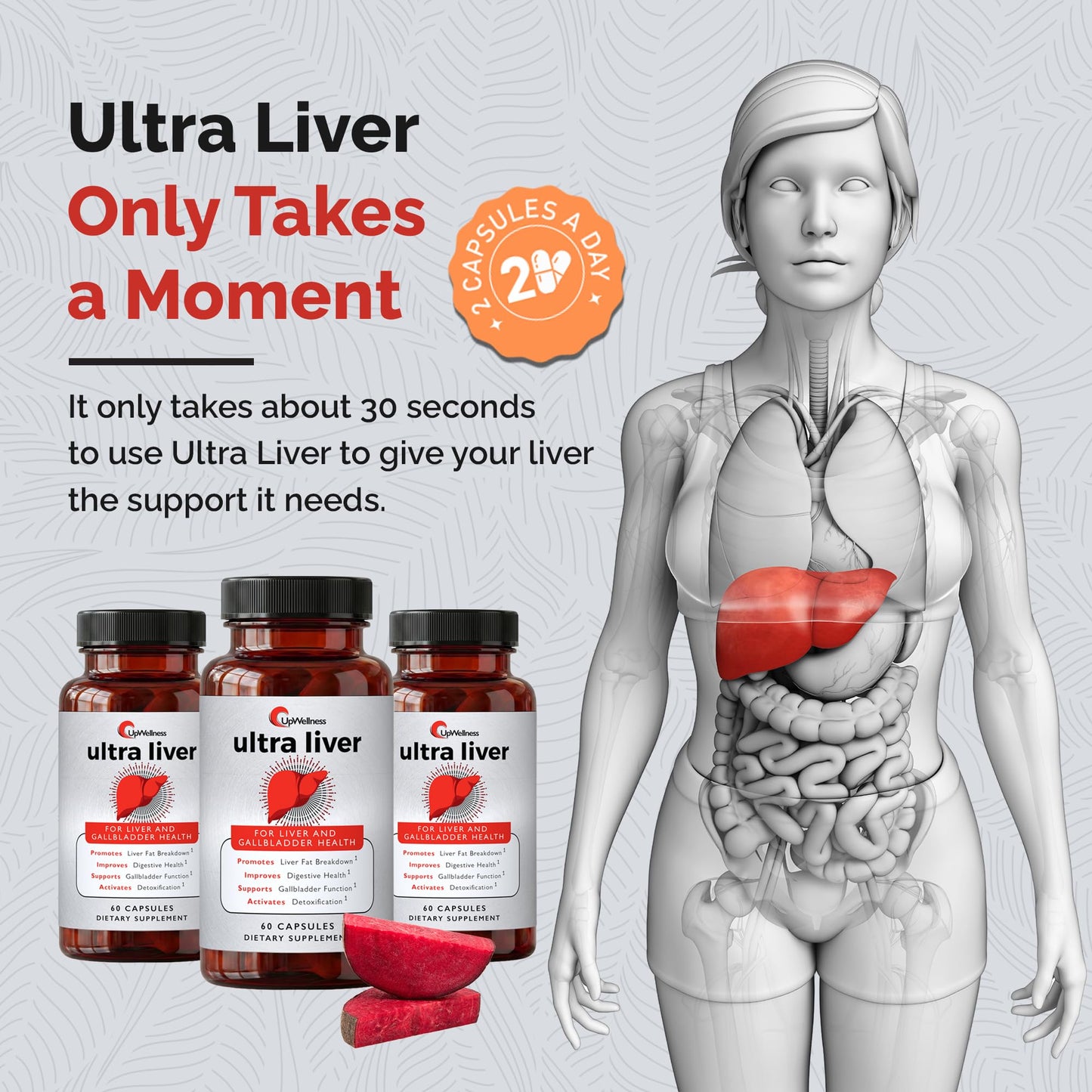 UpWellness Ultra Liver Supplement for Liver Support and Gallbladder Support - Powered by TMG, NAC Milk Thistle, and More - dailyvitalstore