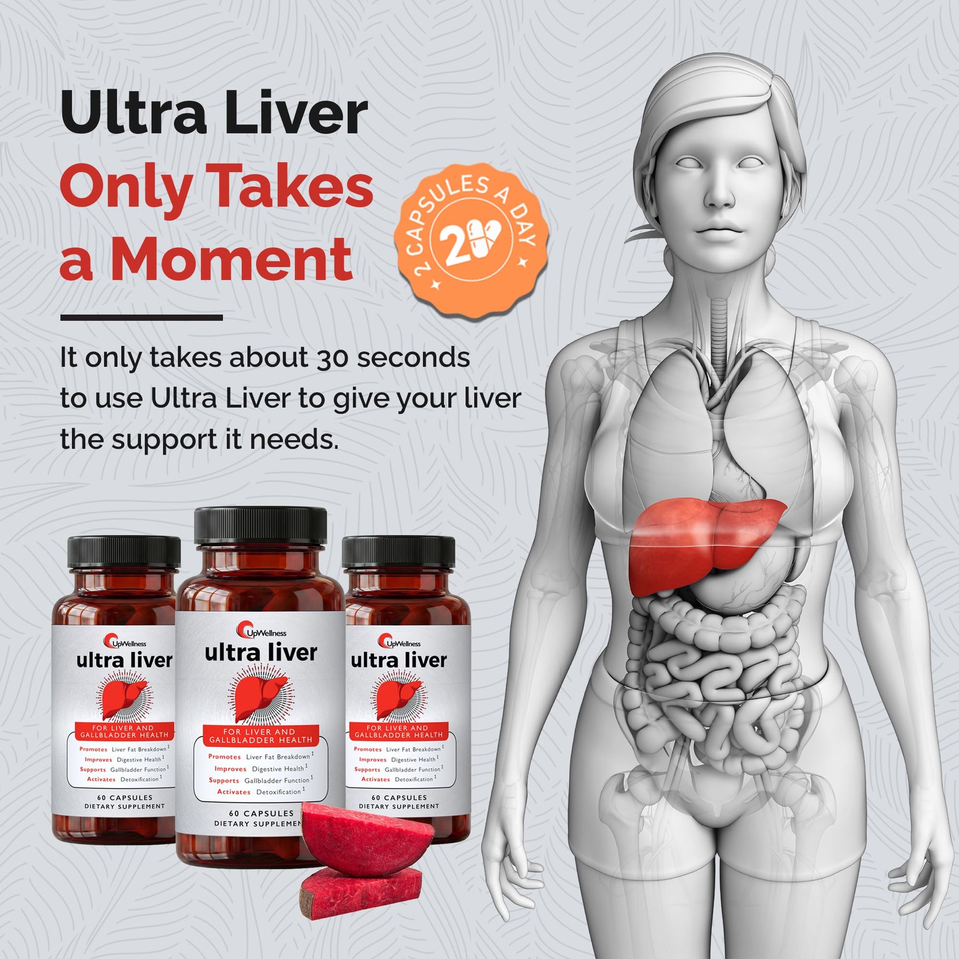 UpWellness Ultra Liver Supplement for Liver Support and Gallbladder Support - Powered by TMG, NAC Milk Thistle, and More - dailyvitalstore