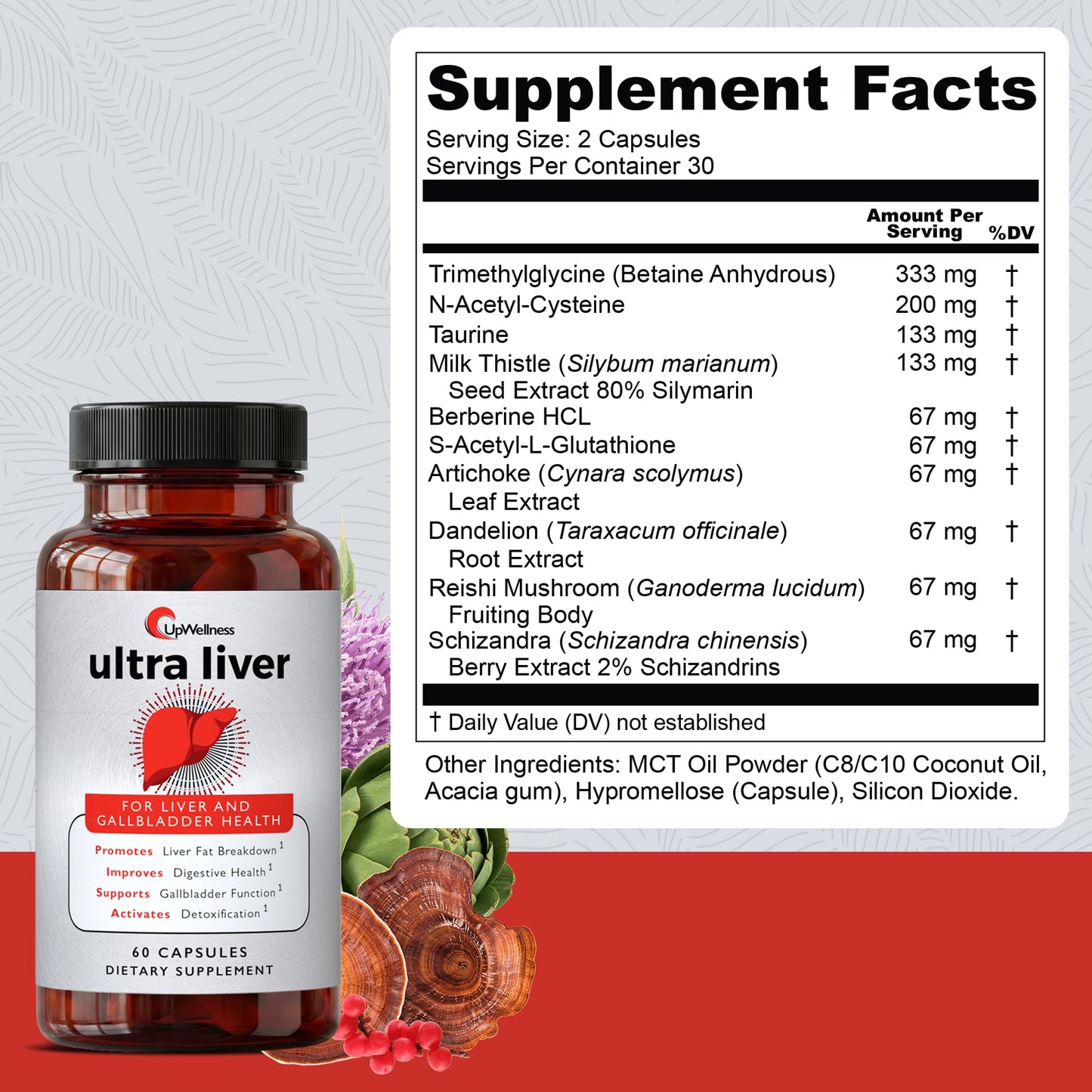 UpWellness Ultra Liver Supplement for Liver Support and Gallbladder Support - Powered by TMG, NAC Milk Thistle, and More - dailyvitalstore