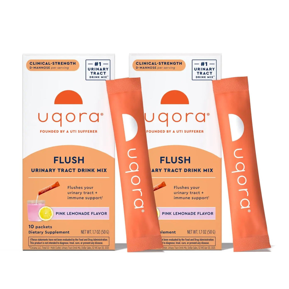 Uqora Flush - Urinary Tract* with D-Mannose, Vitamin C, Vitamin B6, Potassium, Magnesium & Calcium - Gluten-Free & Vegan - Pink Lemonade Flavor - 20 Packets (2 Pack) - dailyvitalstore