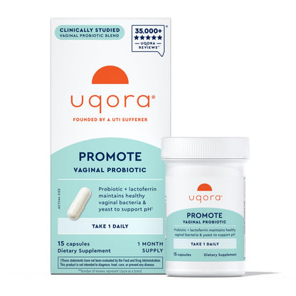 Uqora Promote - Support Vaginal Health* - Probiotic for Women with Lactoferrin, Lactobacillus Acidophilus & Lacticaseibacillus Rhamnosus - Vaginal Probiotics - Gluten-Free - 15 Capsules - dailyvitalstore