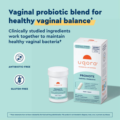 Uqora Promote - Support Vaginal Health* - Probiotic for Women with Lactoferrin, Lactobacillus Acidophilus & Lacticaseibacillus Rhamnosus - Vaginal Probiotics - Gluten-Free - 15 Capsules - dailyvitalstore