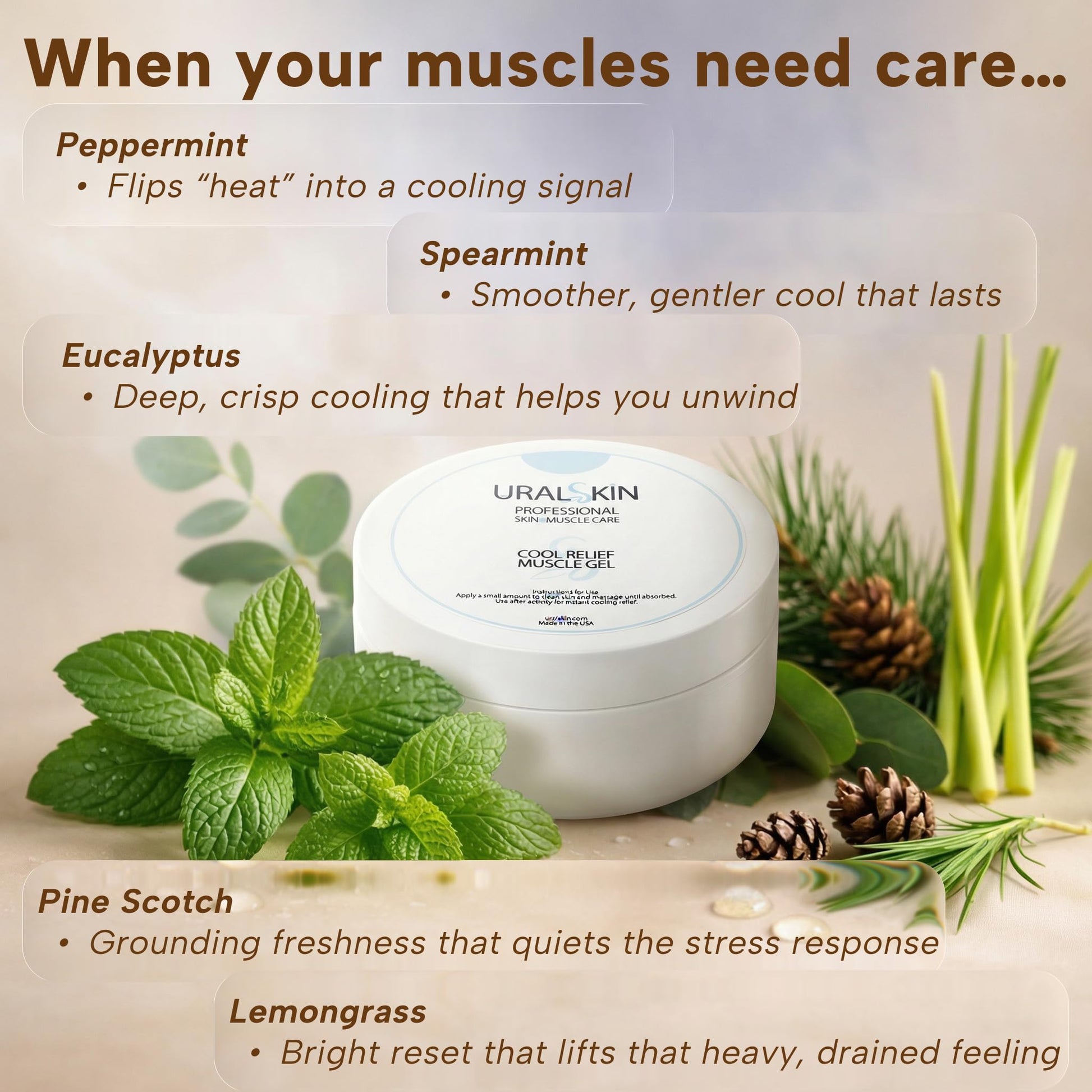 URALSKIN Cooling Muscle Gel – Fast-Drying, Non-Greasy Gel for Body, 4 oz (113 g) - dailyvitalstore