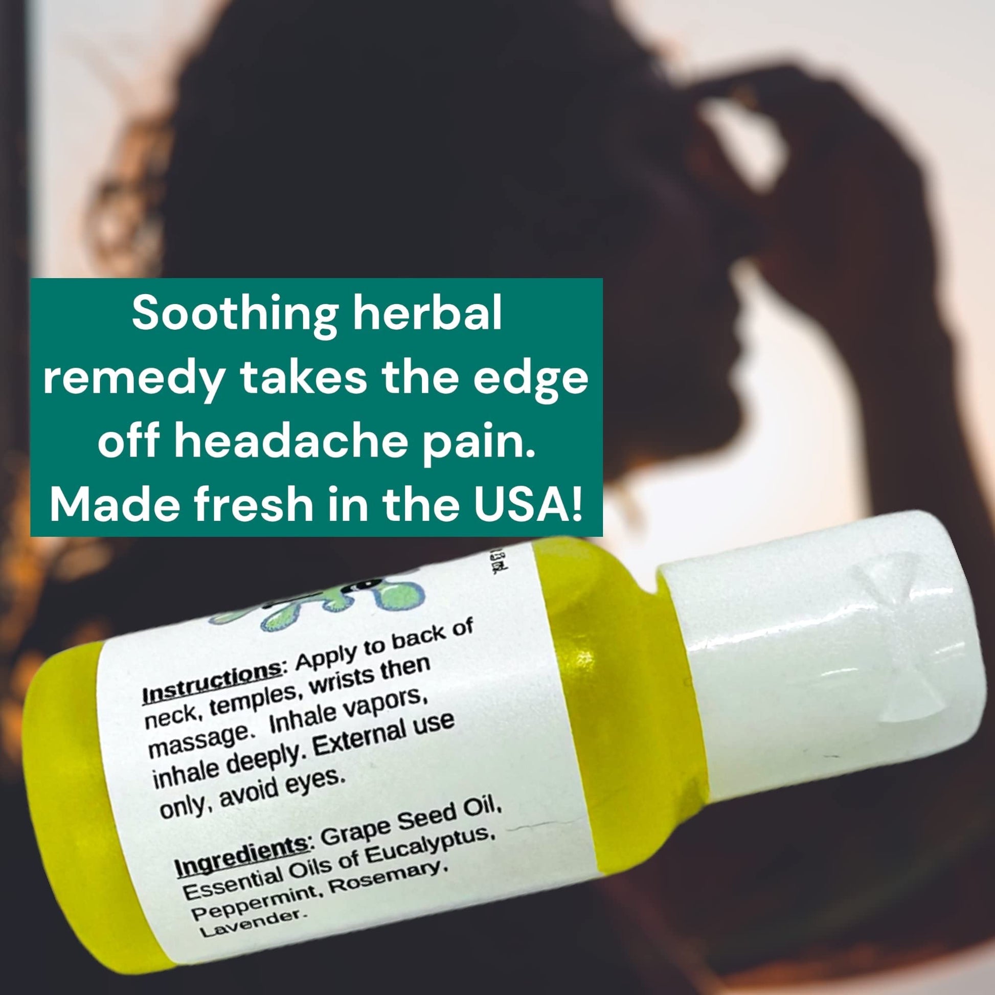 Urban ReLeaf Headache Relief Oil! 100% Natural Herbal Remedy, Sinus, Tension, Neck, Temples. Made in USA! Works Fast! Gentle Essential Oil Relief - dailyvitalstore