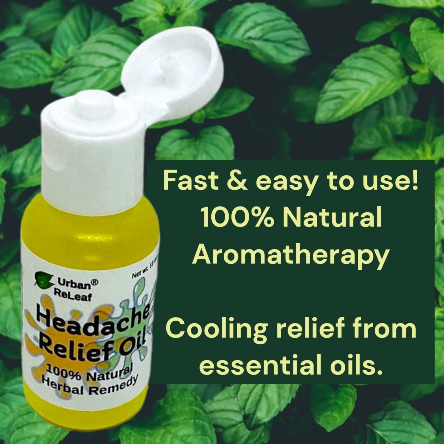 Urban ReLeaf Headache Relief Oil! 100% Natural Herbal Remedy, Sinus, Tension, Neck, Temples. Made in USA! Works Fast! Gentle Essential Oil Relief - dailyvitalstore