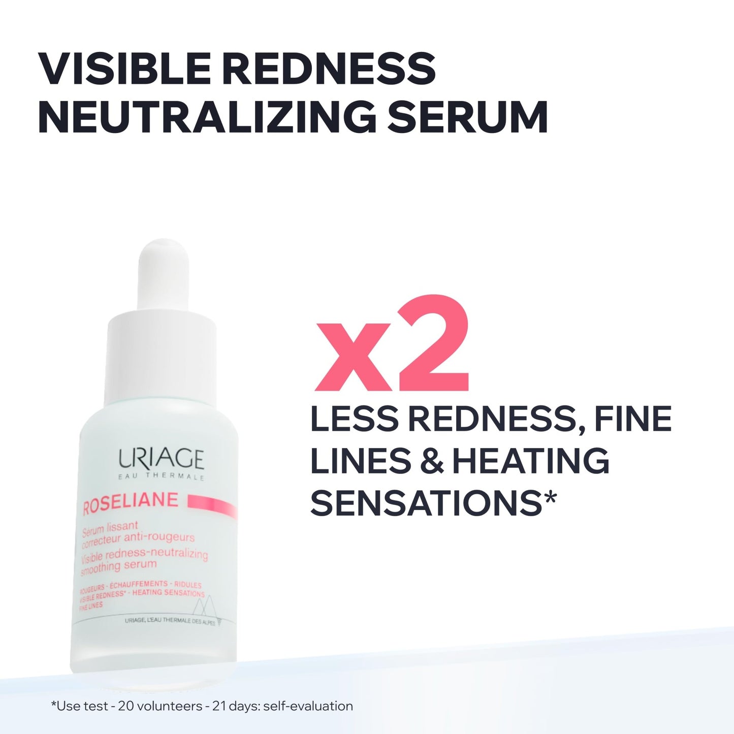 Uriage Roseliane Smoothing Serum, Visibly Calms Redness, Heating Sensations, Fine Lines, Face, Hesperidin, Enoxolone - dailyvitalstore