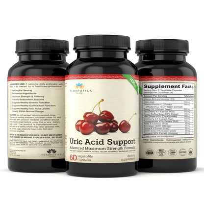 Uric Acid Support Formula | Advanced Uric Acid Cleanse & Kidney Support Supplement - Includes Tart Cherry Concentrate, Celery Seed Extract + 12 More High Potency Ingredients, 60 Veggie Capsules - dailyvitalstore