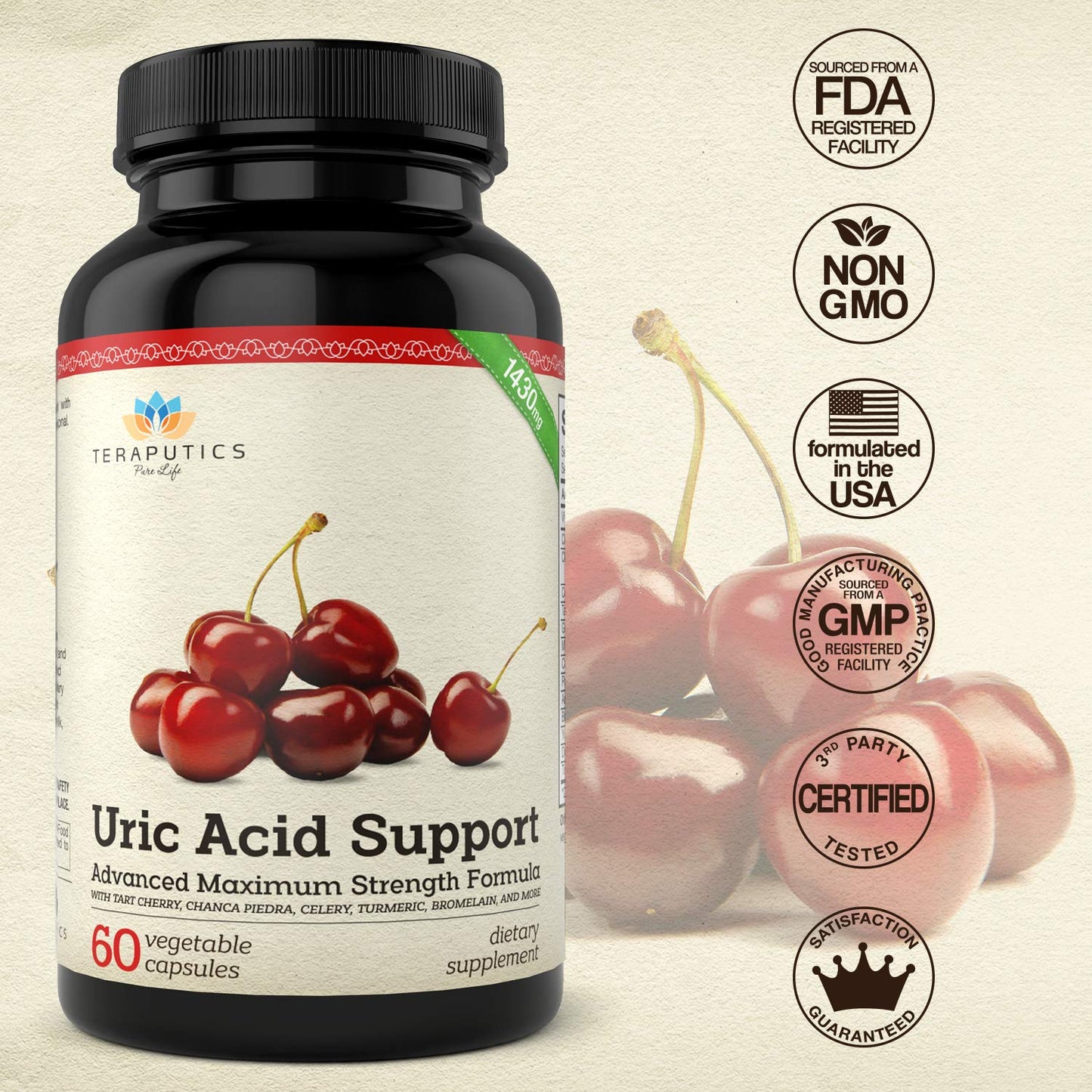 Uric Acid Support Formula | Advanced Uric Acid Cleanse & Kidney Support Supplement - Includes Tart Cherry Concentrate, Celery Seed Extract + 12 More High Potency Ingredients, 60 Veggie Capsules - dailyvitalstore
